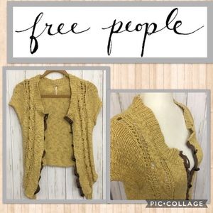 Free People Knit Crochet Button Down Cardigan Lg